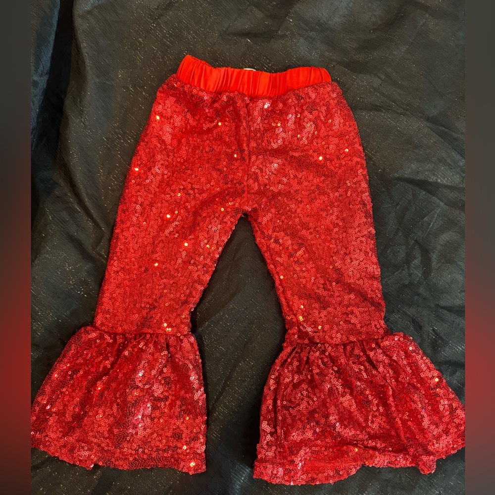 RED SEQUIN BELL BOTTOMS toddler size 3T / 4T